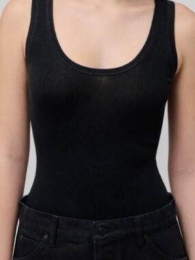 RENGGLI Black Silk Cashmere Knit Tank Top